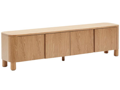 TV stolek Kave Home Salaya 200 cm x 40 cm s dřevěným dekorem - momenti.cz