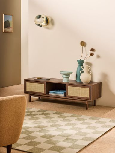 Pavia Rattan Wide Up to 50 Inch TV Unit in Dark Oak Effect 1