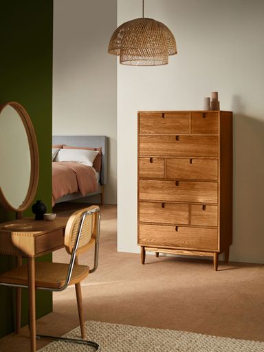 Penn 9 Drawer Chest of Drawers in Dark Stain Oak