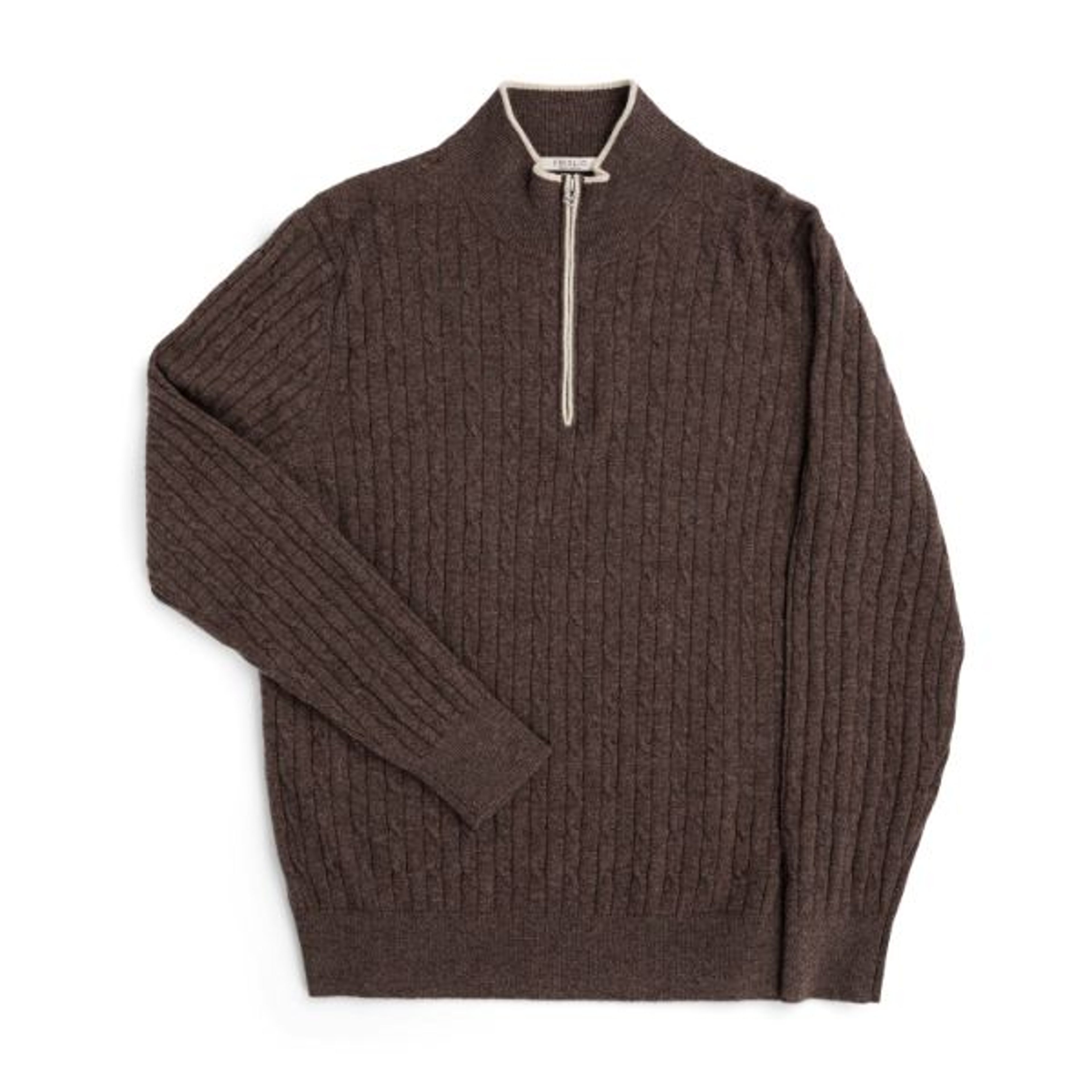 Nigel Half Zip Strikkegenser Brun Herre - Varm & Komfortabel