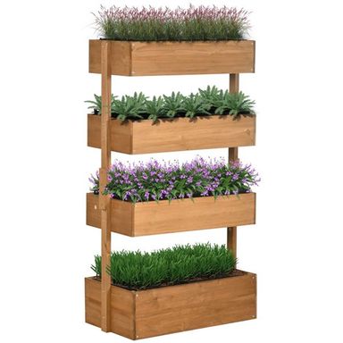 Outsunny 4-Tier Raised Garden Bed with Non-woven Fabric