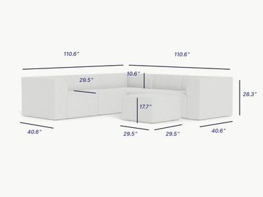 Atmosphere 4-Seater with Ottoman - Silver