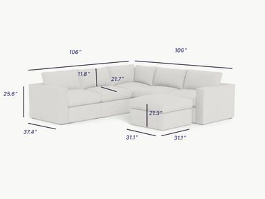 Ciello 4-Seater - With Corner Seater Regular Arms in Dream Grey - Dream Grey