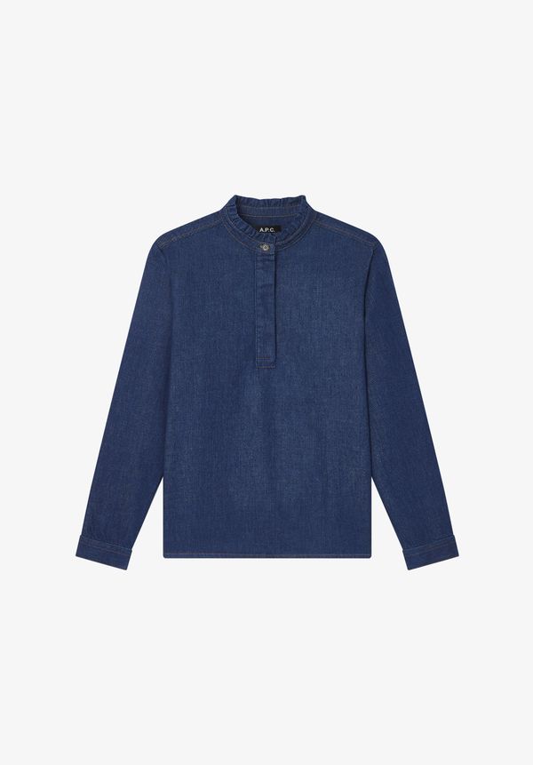 Blouse with ruffled collar