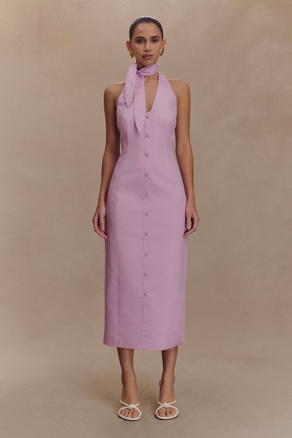 Simona Halter Neck Midi Dress - Blush Pink