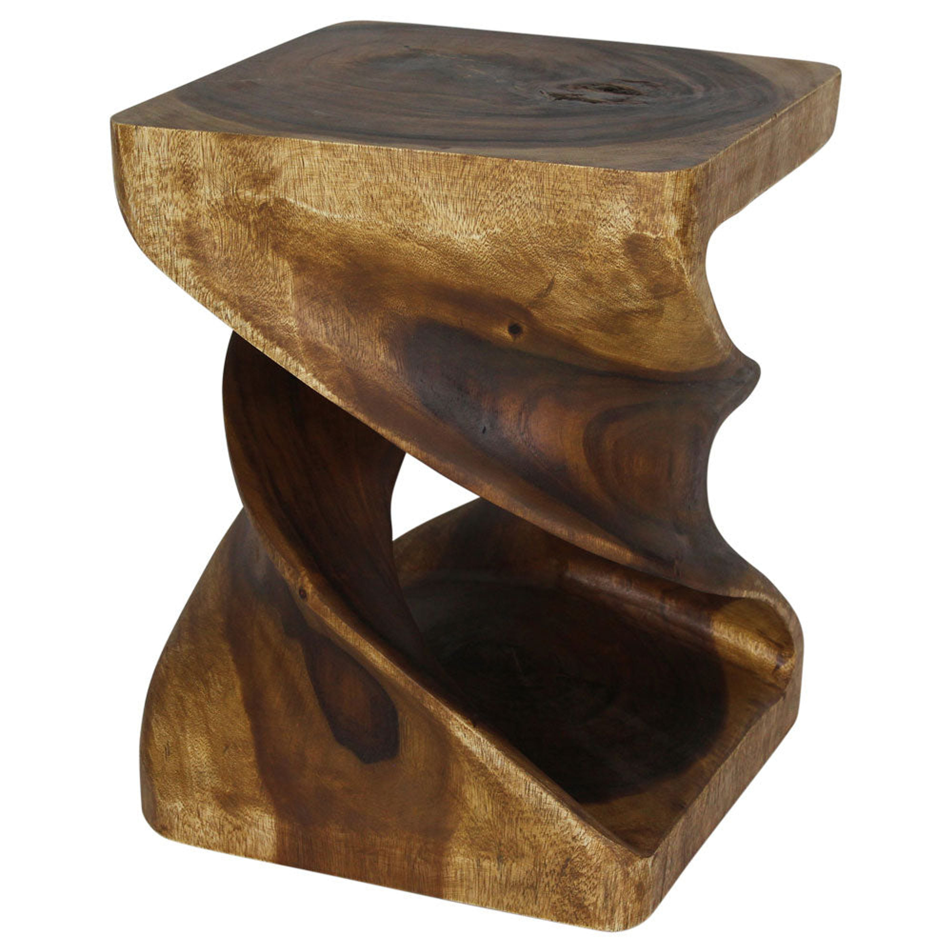 Haussmann Double Twist Wood End Table Walnut Oil 18x18x23