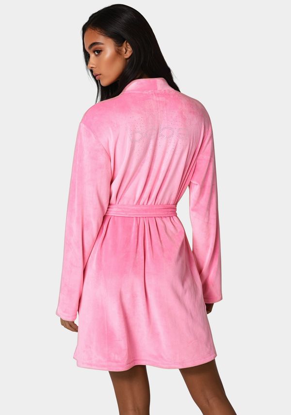 Velour Robe With Rhinestone