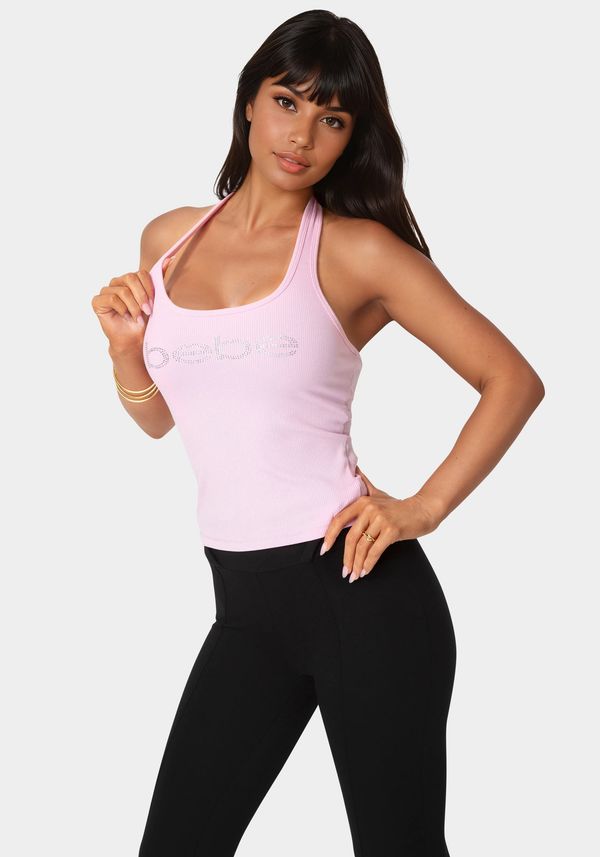Bebe Logo Halter Neck Rib Tank
