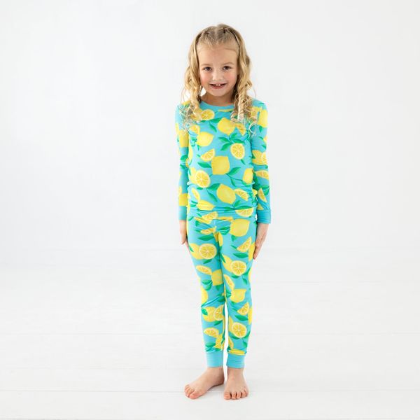 Blue Sunny Citrus Two-Piece Pajama Set