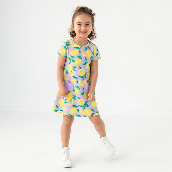 Lavender Sunny Citrus A-Line Pocket Dress