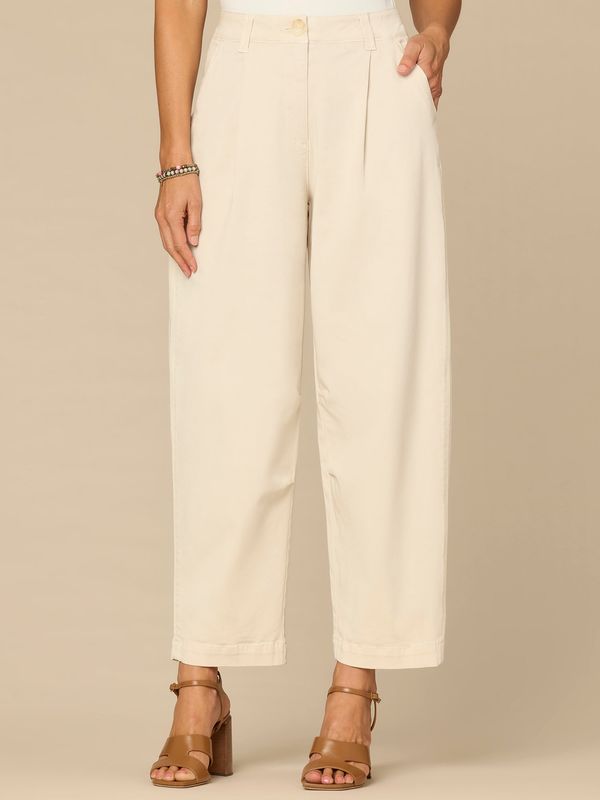 “Ab”solution® Skyrise Pleated Relaxed Barrel Leg Trousers with Piping