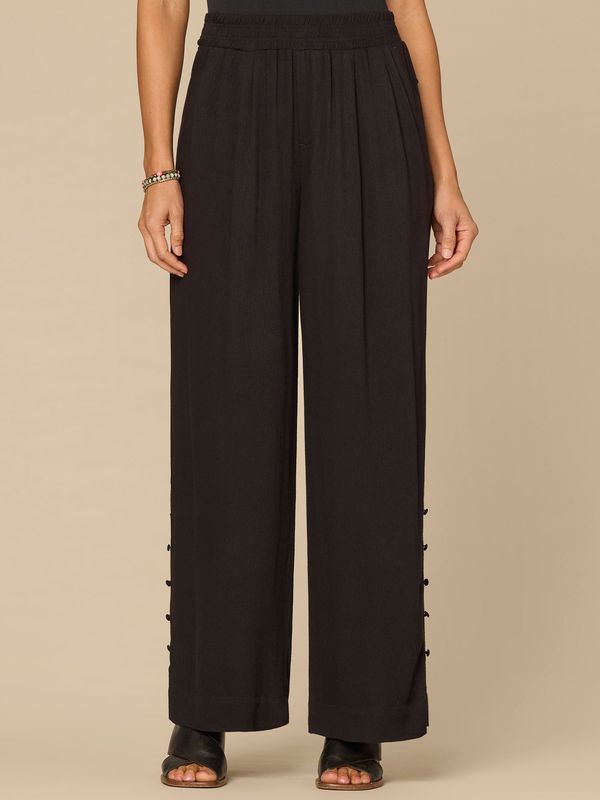 Skyrise Pleated Wide Leg Glider Pants with Die Cut Side Seam