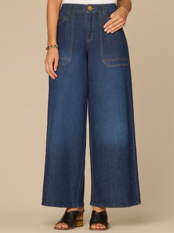 “Ab”solution® High Rise Wide Leg Jeans with Angled Utility Pockets