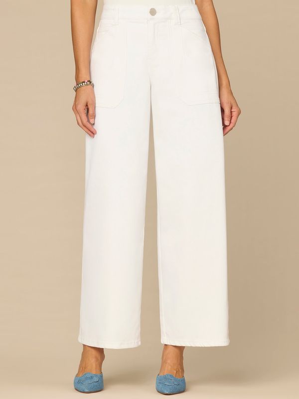 “Ab”solution® White High Rise Petite Wide Leg  Jeans with Utility Pockets