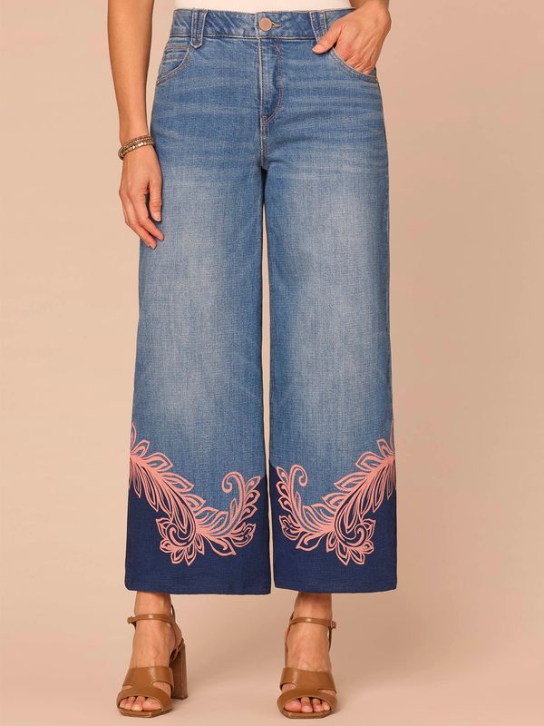 “Ab”solution® High Rise Wide Leg Jeans with Screen Print Hem