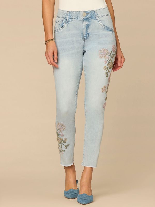 “Ab”solution® High Rise Seamless Embroidered Petite Ankle Skimmer Jean
