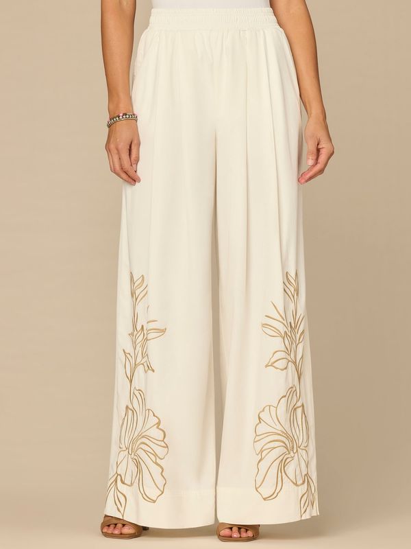 Skyrise Double Pleated Wide Leg Glider Pants with Slit Hem