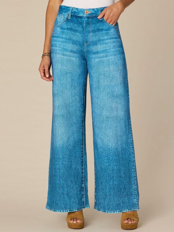 Skyrise French Terry Printed Wide Leg Knit Pants