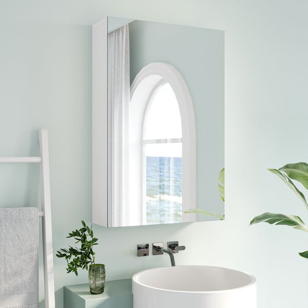 Dripex Single Door Bathroom Mirror Cabinet, Wall Mounted Storage Cupboard with Mirror, Cabinet with Adjustable Shelf