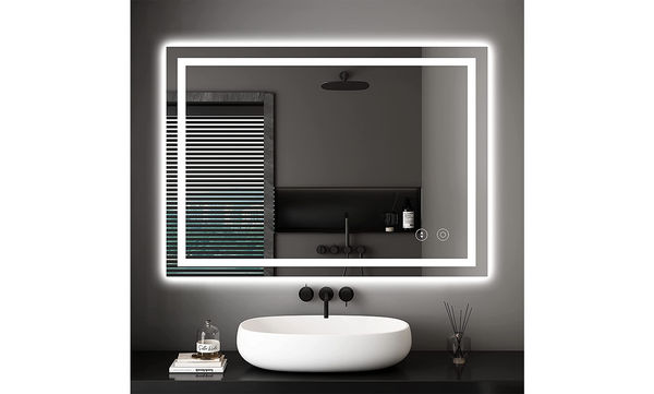 Dripex 3 Colors Bathroom Mirror with LED Lights, Illuminated Backlit Wall Mounted Vanity Mirror Dimmable Switch Demister Pad, Horizontal/Vertical [Energy Class E]