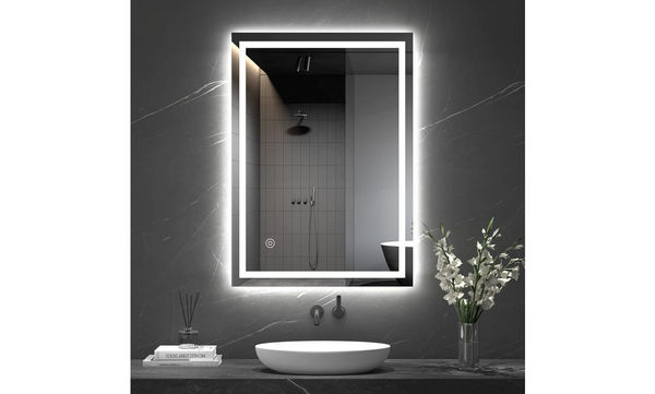 Dripex Bathroom Mirror with LED Lights, Illuminated Bathroom Mirror Wall Mounted Vanity Mirror, Bathroom Light Mirror with Demister Pad, Horizontal/Vertical [Energy Class B]