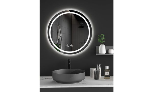 Dripex Round LED Bathroom Mirror, Illuminated Circle Makeup Vanity Mirror with Demister Pad, Anti-fog, 3 Lighting Modes, Dimmable, Wall Mounted, Front+Backlit, IP44