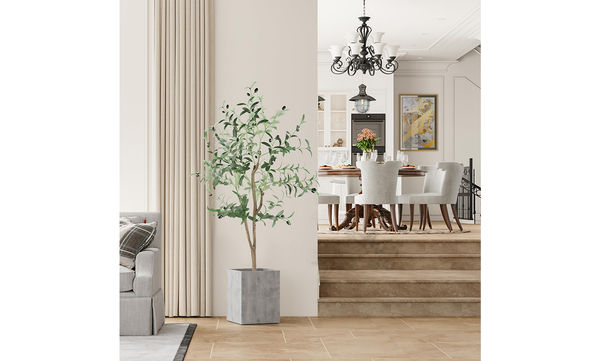 YOLEO 4FT/5FT/6FT/7FT Artificial Olive Tree Tall Faux Silk Olive Plant with Lifelike Olive Leaves Fake Olive Tree for Home Office Indoor Decor