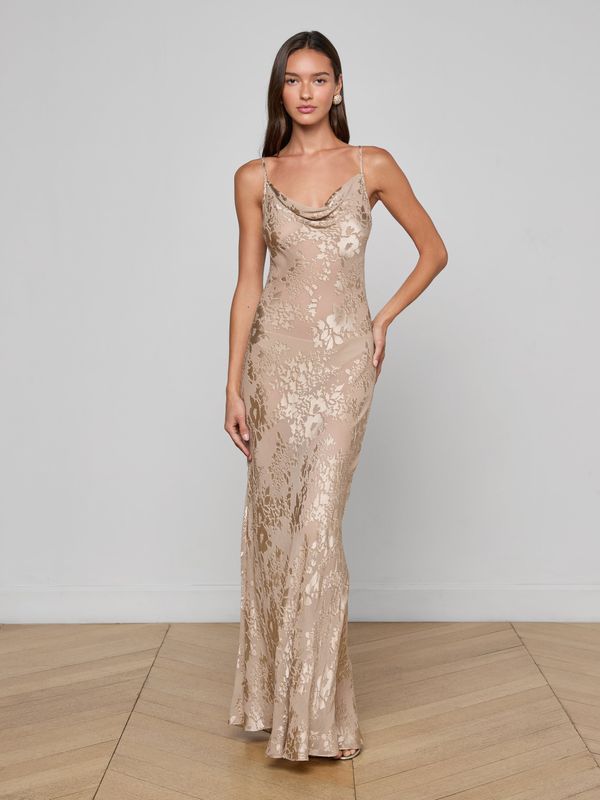 Christine Burnout Satin Gown