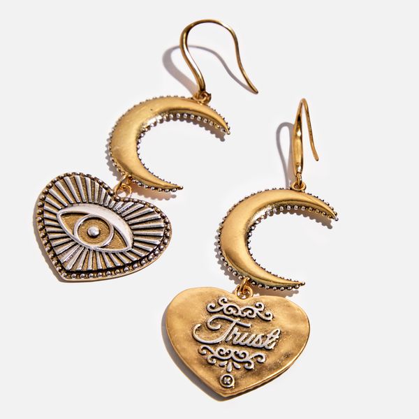 Trust Moon & All-Seeing Eye Heart Drop Earrings
