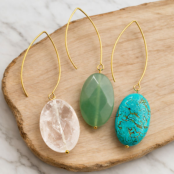 Large Stone Drop Earrings
