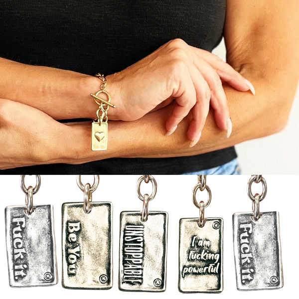 Choose Your Message Rectangle Pendant Chain Bracelet