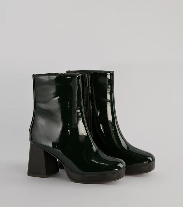 Seize The Moment Patent Block Heel Booties
