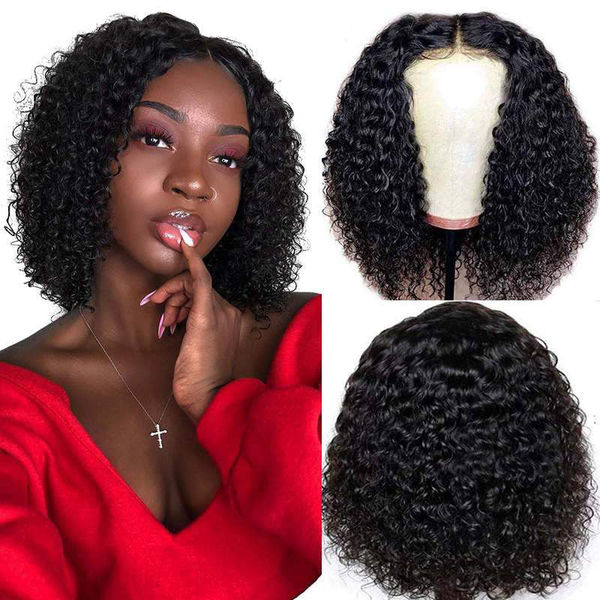 Flash Sale Short Kinky Curly HD Transparent Lace Frontal Bob Wig