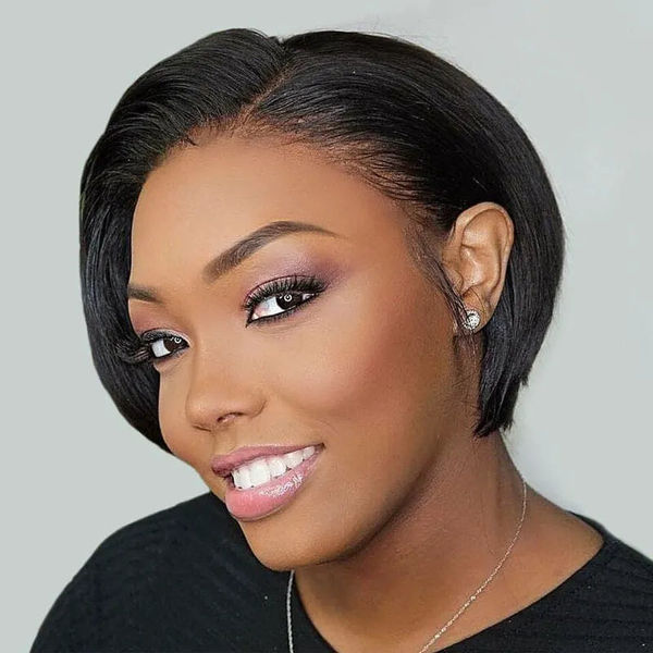 Pre-Styled Pixie Cut Short Bob Wig Affordable Glueless Human Hair Wig Lace Wig