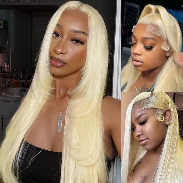Flash Sale Blonde Straight 13x4 Lace Frontal Wig Long Length Human Hair Wig 30inches