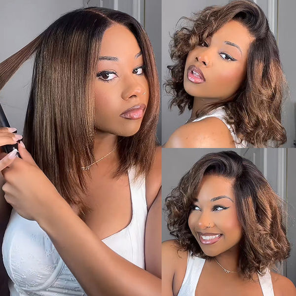 Flash Sale Chestnut Brown Bob Yaki Straight Human Hair 180% Density Pre Bleached Tiny Knots Glueless Wig