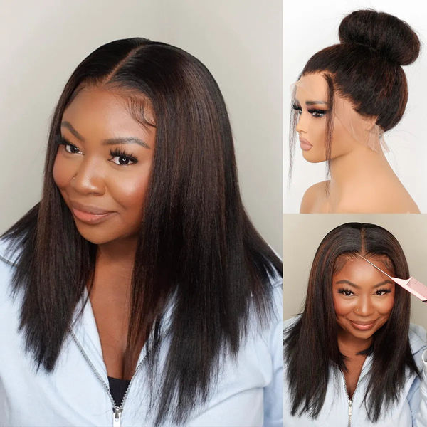 Flash Sale Highlight Straight Invisi Strap Snug Fit 360 Lace Pre Everthing Glueless Human Hair Wig