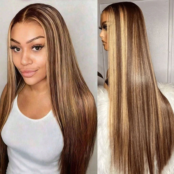 Flash Sale Highlight Piano Color 4x4 Lace Closure & 13x4/13x6 Lace Frontal Wig Brazilian Human Hair Luxurious Customization
