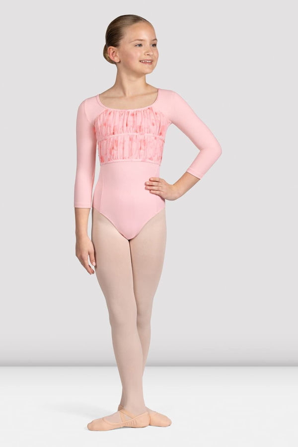 Girls Sophie Floral 3/4 Sleeve Leotard