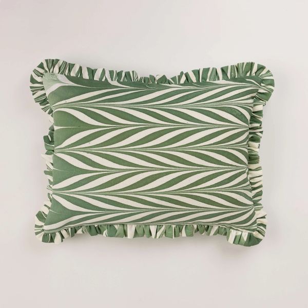 Marbled Ruffle Pillow Cover