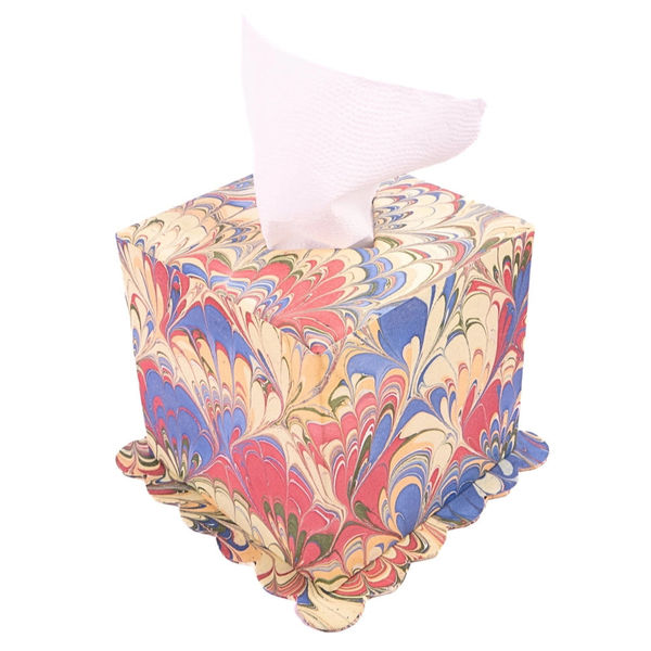 Hand-Marbled Scallop Tissue Box Cover