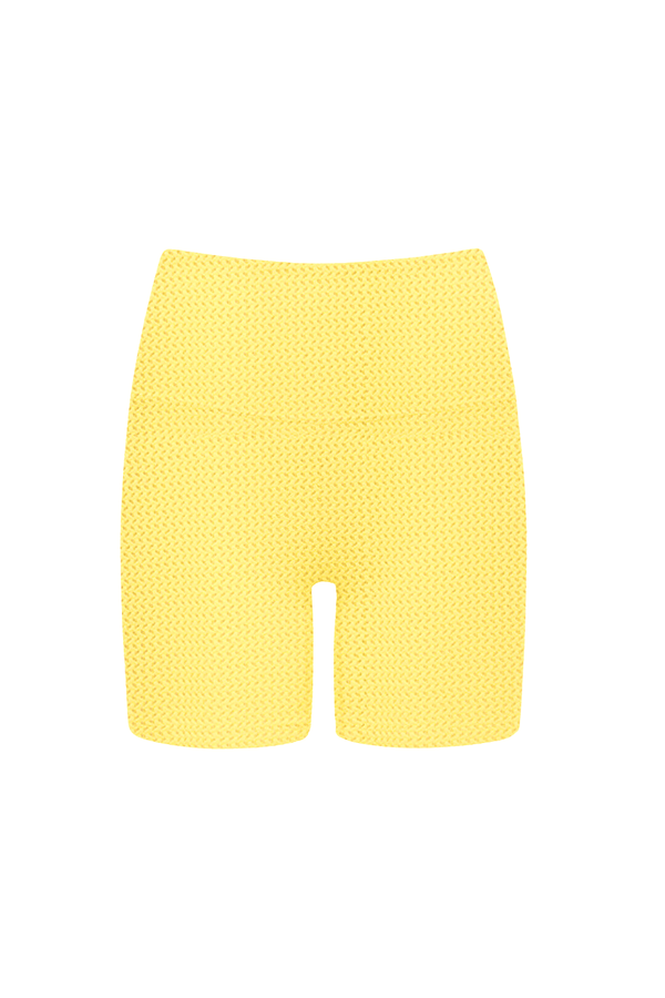Yellow Crochet Midi Bike Short