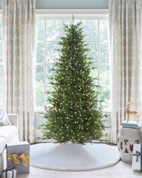 7.5' Alpine Fir Slim Tree with Warm White LED Lights - OPEN BOX - FINAL SALE