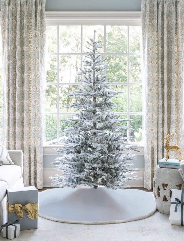 7' King Noble Flock Artificial Christmas Tree Unlit - FINAL SALE