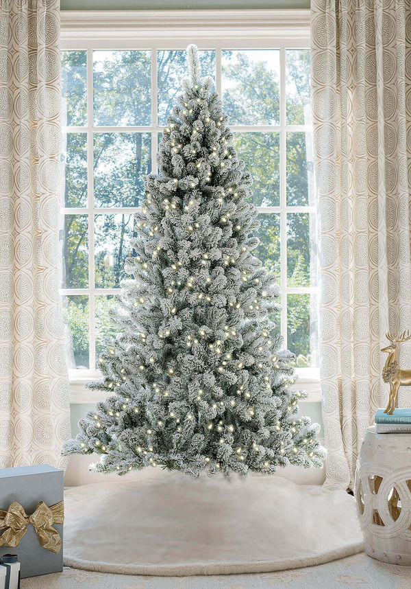 9' Prince Flock® Tree with Warm White LED Lights - OPEN BOX - FINAL SALE