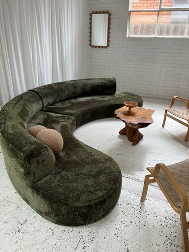 - Bespoke Large Chenille Curved Modular Sofa