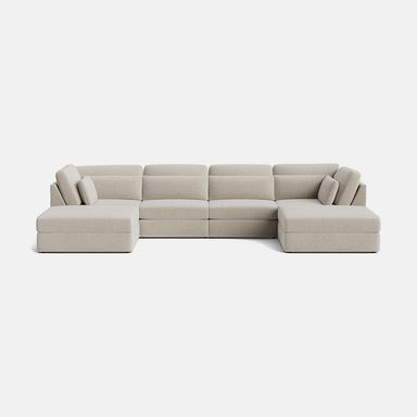 Chesham Luxe Chenille XL U Shape Sofa Footstool End - Vanilla Frost
