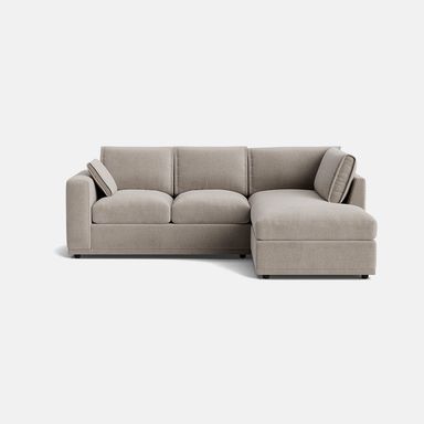 Edgware Luxe Chenille Right Corner Sofa - Pale Linen