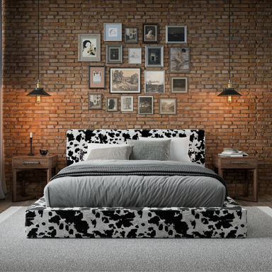 Ultra Bed Set: Bed Frame and Headboard | Vegan Cowhide