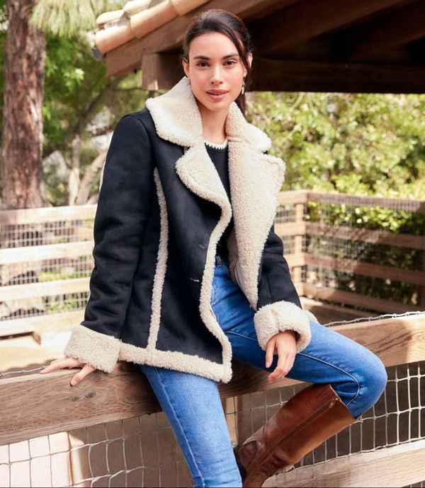 Faux Suede Shearling Jacket